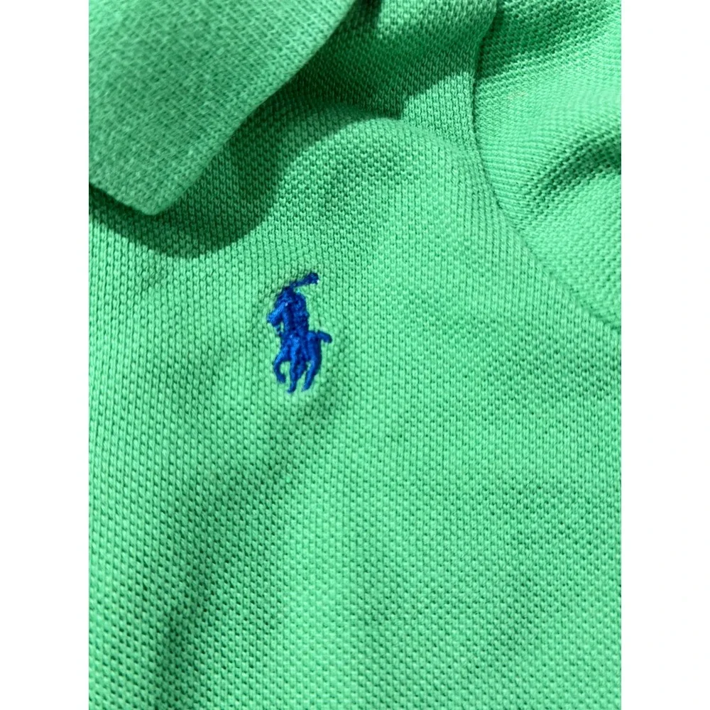 Ralph Lauren Kids Green Long Sleeve Polo Shirt Blue Pony Logo Size 9M B55